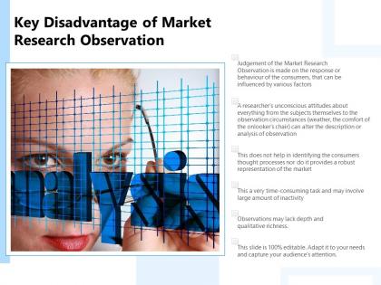 Key disadvantage of market research observation