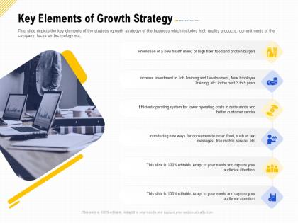 Key elements of growth strategy financing for a business by private equity