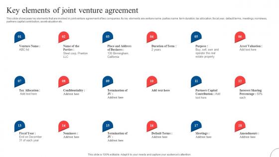 Key Elements Of Joint Venture Strategic Diversification To Reduce Strategy SS V