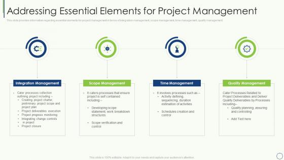 Key elements of project management it addressing essential elements for project management