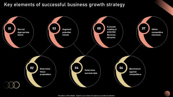 Key Elements Of Successful Business Strategic Plan For Company Growth Strategy SS V