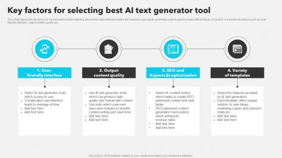 Key Factors For Selecting Best AI Text Generator Tool AI Copywriting Tools AI SS V