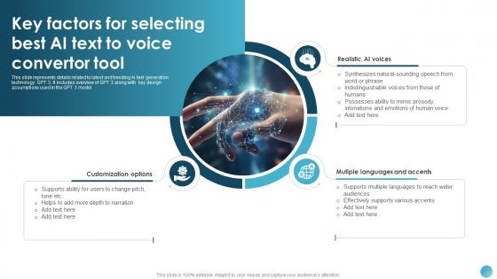 Key Factors For Selecting Best AI Text To AI Text To Speech Generator Platform AI SS V