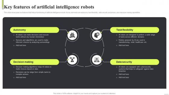 Key Features Of Artificial Intelligence Robots Robot Applications Across AI SS