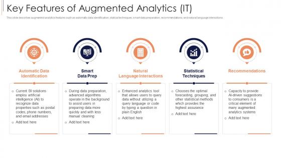 Key Features Of Augmented Analytics IT Ppt Guidelines
