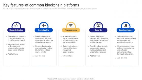 Key features of common blockchain platforms Ppt PowerPoint Presentation file brochure BCT SS