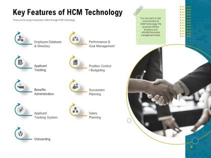 Key features of hcm technology people ppt powerpoint inspiration introduction