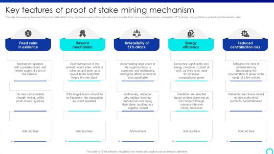Key Features Of Proof Of Stake Mining Mastering Blockchain Mining A Step By Step Guide BCT SS V