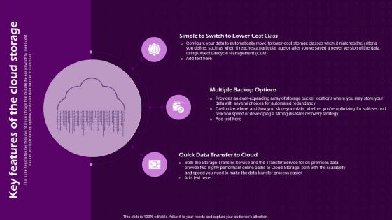 Key Features Of The Cloud Storage Virtual Cloud IT Ppt Styles Sample