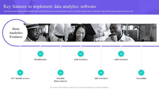 Key Features To Implement Data Analytics Software Data Anaysis And Processing Toolkit