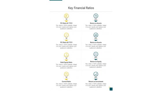Key Financial Ratios Financial Proposal One Pager Sample Example Document