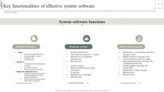 Key Functionalities Of Effective System Software Business Software Deployment Strategic