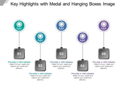 Key highlights with medal and hanging boxes image