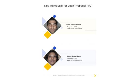 Key Individuals For Loan Proposal One Pager Sample Example Document