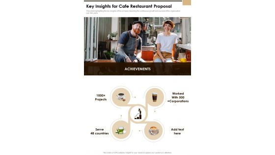Key Insights For Cafe Restaurant Proposal One Pager Sample Example Document
