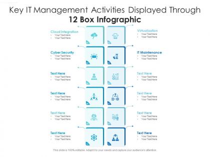 Key it management activities displayed through 12 box infographic
