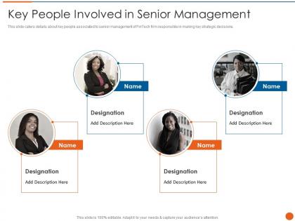 Key people involved in senior management fintech service provider investor funding elevator