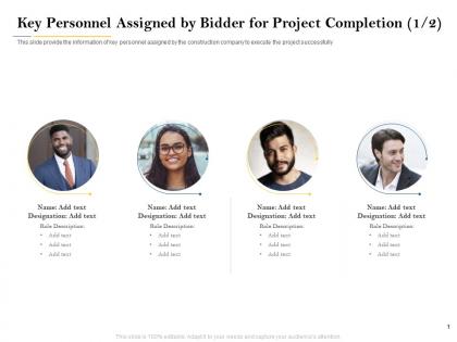 Key personnel assigned by bidder for project completion designation ppt elements
