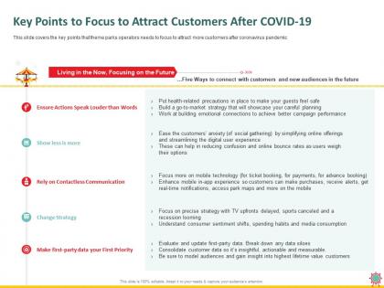 Key points to focus to attract customers after covid 19 maps ppt powerpoint presentation styles outfit