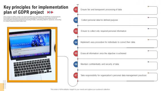 Key Principles For Implementation Plan Of GDPR Project