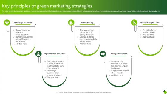 Key Principles Of Green Marketing Strategies Executing Green Marketing Mkt Ss V
