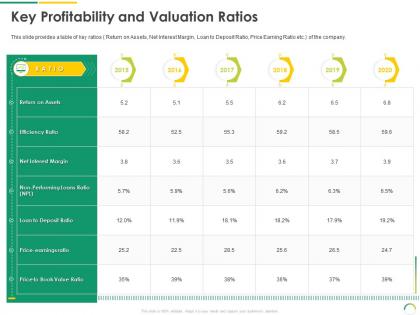 Key profitability and valuation ratios post ipo equity investment pitch ppt designs