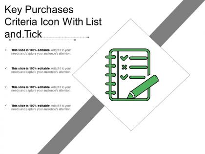 Key purchases criteria icon with list and tick