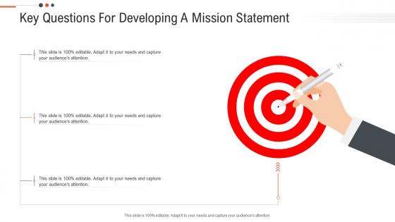 Key questions developing mission statement business objectives future position statements ppt tips