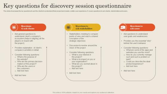 Key Questions For Discovery Session Questionnaire