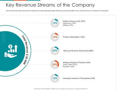 Key revenue streams of the company raise seed financing from angel investors ppt layouts model