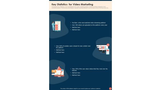 Key Statistics For Video Marketing One Pager Sample Example Document