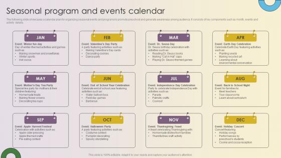 Key Strategies For Montessori Daycare Seasonal Program And Events Calendar Strategy SS V