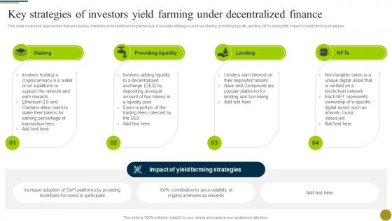 Key Strategies Of Investors Yield Farming Under Understanding Role Of Decentralized BCT SS