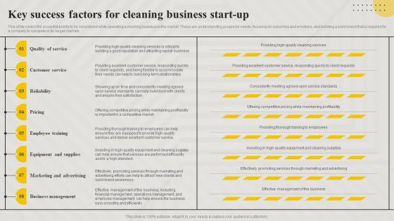 Key Success Factors For Cleaning Business Start Up Cleaning Concierge BP SS