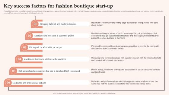 Key Success Factors For Fashion Boutique Start Up Womens Clothing Boutique BP SS