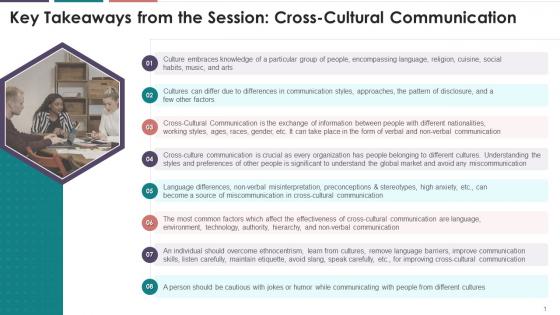 Key Takeaways From Effective Cross Cultural Communication Training Ppt