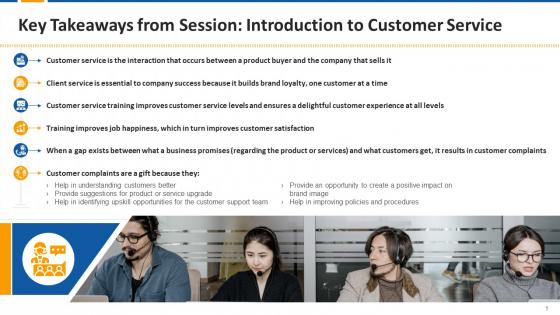 Key Takeaways From Session Introduction To Customer Service Edu Ppt