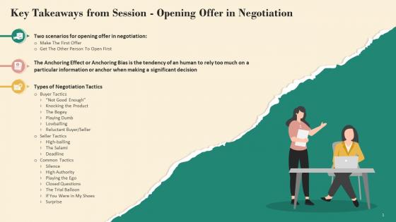 Key Takeaways From Session Opening Offer In Negotiation Training Ppt