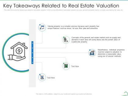 Key takeaways related to real estate valuation steps land valuation analysis ppt information