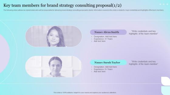 Key Team Members For Brand Strategy Consulting Proposal Ppt Pictures