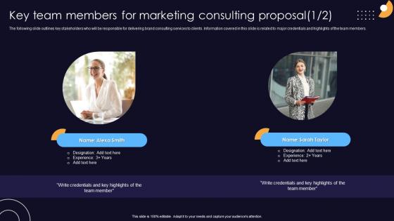 Key Team Members For Marketing Consulting Proposal Ppt Show Graphics