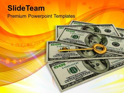 Key to success on dollar notes success powerpoint templates ppt themes and graphics