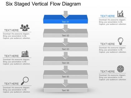 Kf six staged vertical flow diagram powerpoint template