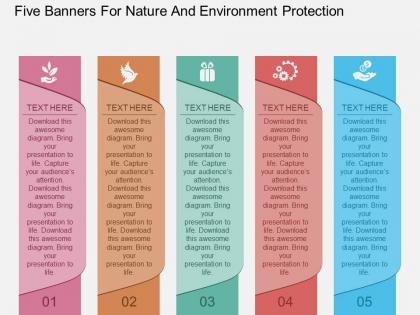 Kh five banners for nature and environment protection flat powerpoint design