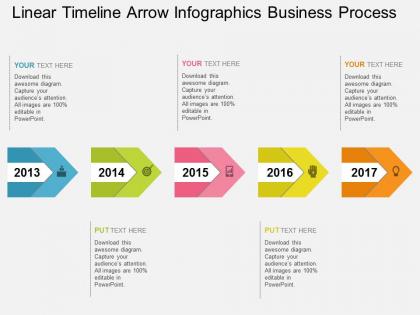 Kh linear timeline arrow infographics business process flat powerpoint design