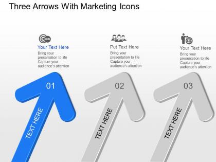 Kh three arrows with marketing icons powerpoint template