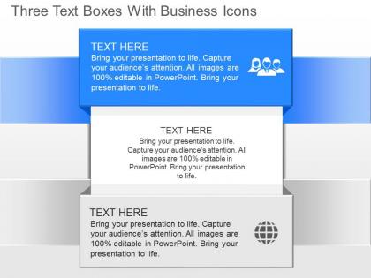Kh three text boxes with business icons powerpoint template