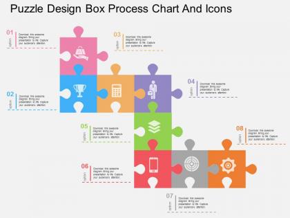 Ki puzzle design box process chart and icons flat powerpoint design