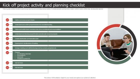 Kick Off Project Activity And Planning Checklist Strategic Process To Create