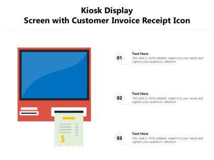 Kiosk display screen with customer invoice receipt icon